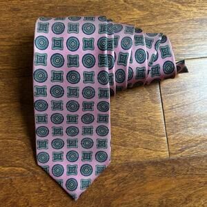 Vintage Posh Newport Beach, Pink and Green Patterned Men's Silk Tie